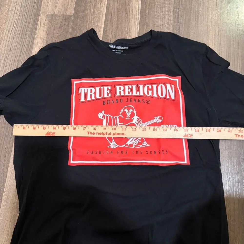 True Religion Red Buddah Graphic Streetwear  Black Tee L